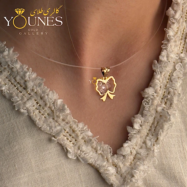 آویز سواروسکی پاپیون صورتی طلا